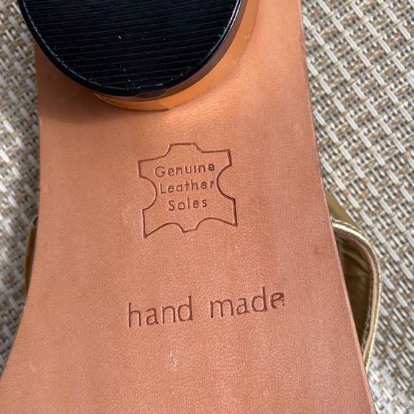 Athena Alexander Gold Sandals with sparkle rhinestone decoration in front. - Picture 11 of 13